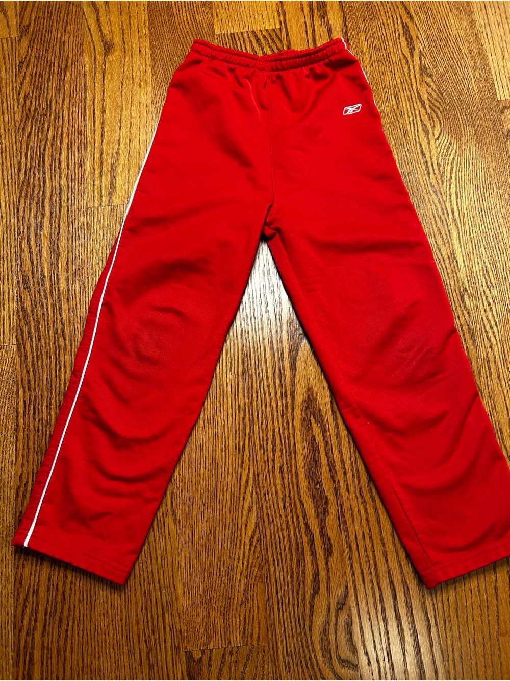Vintage Y2K Reebok Boys Size 7 Red Track Pants with White Trim Athletic